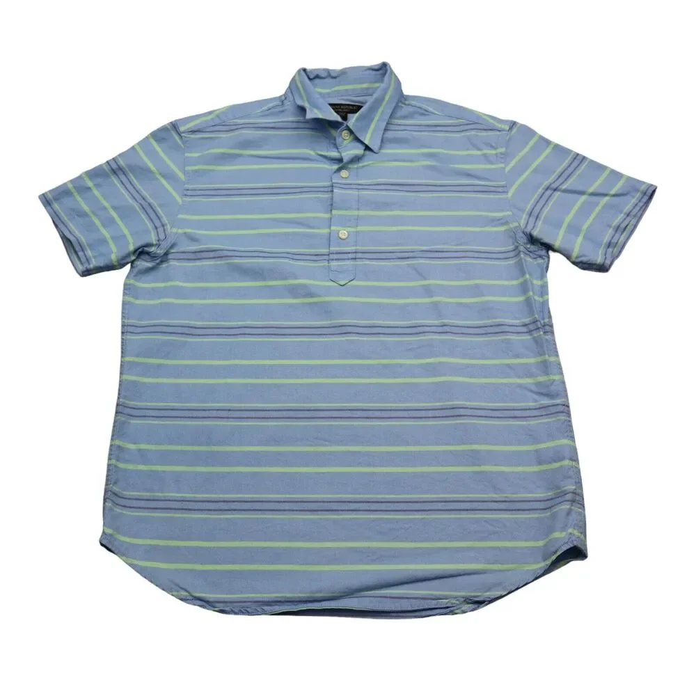 Banana Republic Shirt Mens S Blue Pinstriped Chest Button Short Sleeve Collared